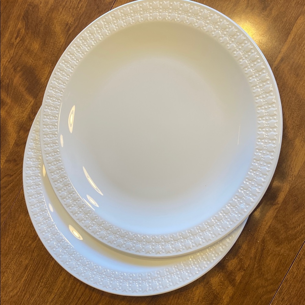 Pair (2) of Corning Centura White Tulips Dinner Plates